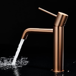 Grifo de lavabo alto monomando serie MONZA acabado oro rosa cepillado - Imagen 2