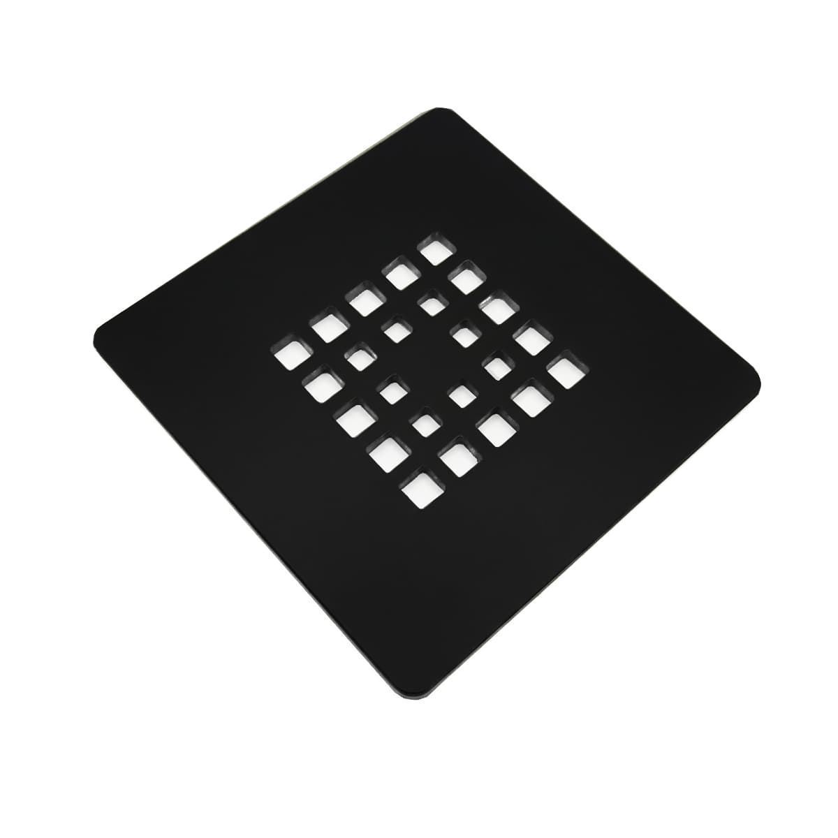 Rejilla cuadrada de 13,5 X 13,5 cm en negro mate para platos de ducha de resina - Imagen 1