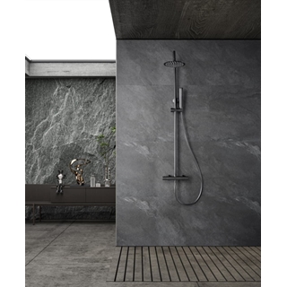 Barra de ducha termostatica serie NAPOLES acabado black gun metal - Imagen 1