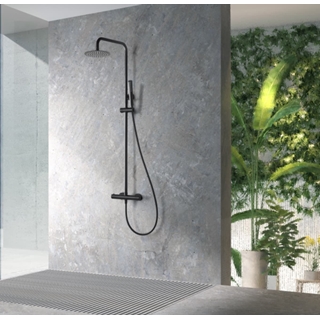 Barra de ducha termostatica serie NAPOLES acabado negro mate - Imagen 1