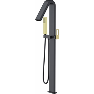 Grifería de bañera exenta monomando acabado oro brillo / negro mate - Imagen 1