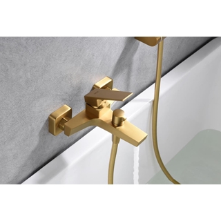 Griferia de baño monomando serie ART acabado oro cepillado - Imagen 2