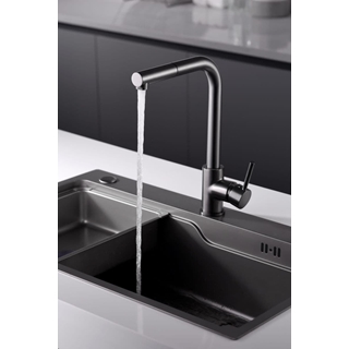 Grifería monomando para Cocina caño extraíble serie MALTA acabado negro / gun metal - Imagen 2