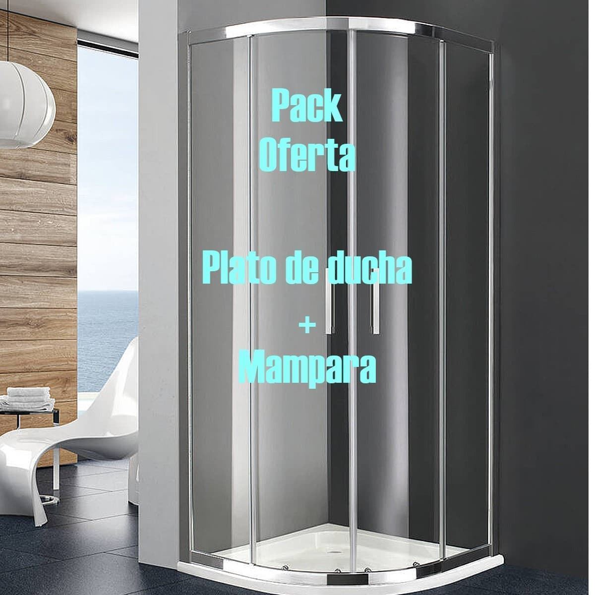 Pack - 1 - Plato de ducha semicircular resina + Mampara ducha semicircular PRESTIGE Gme - Imagen 1